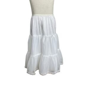 Copper Key Girls Petticoat Slip Skirt Size 7 White Tiered Lace Hem Lined